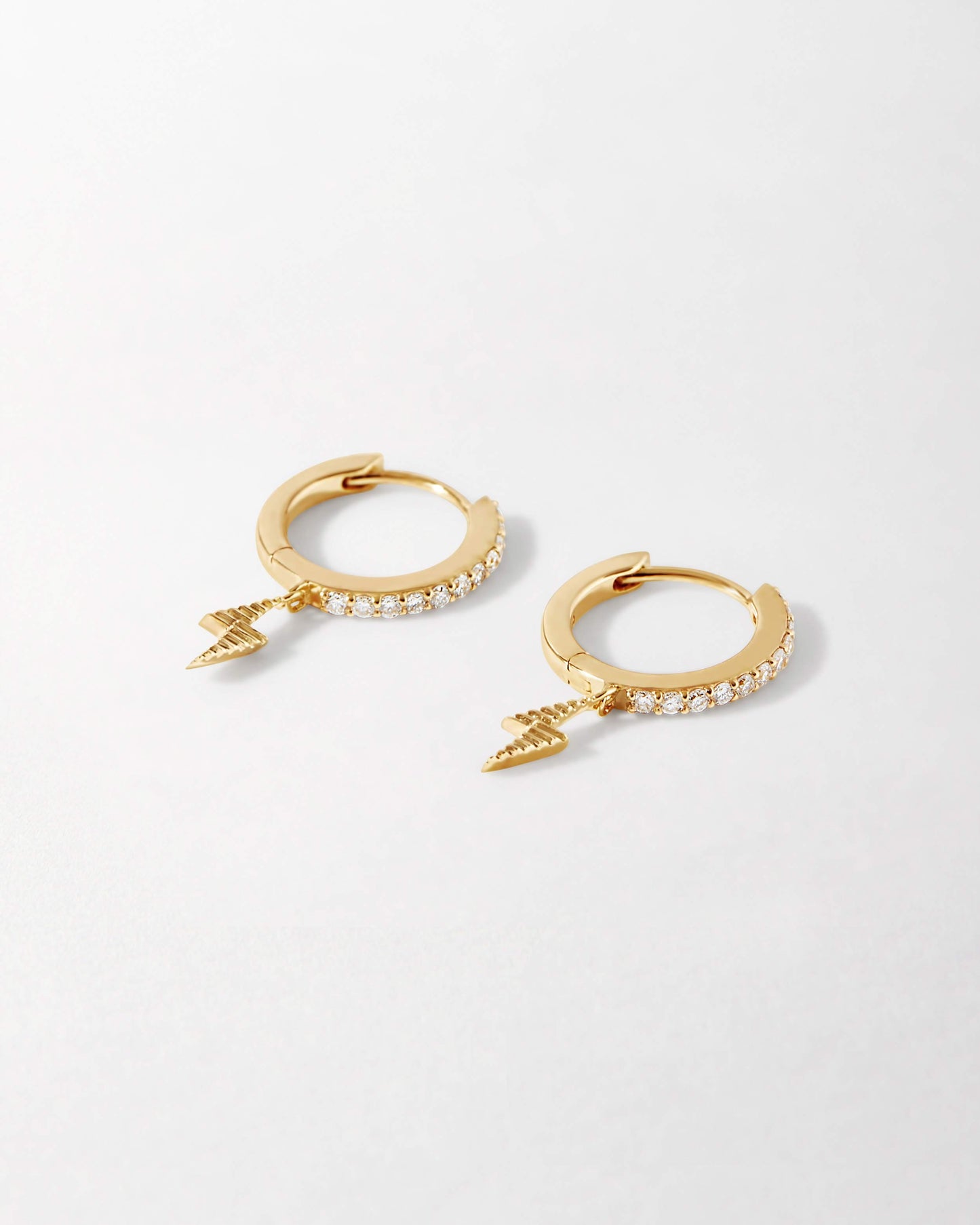 Bolt Drop Diamond Huggie Earrings