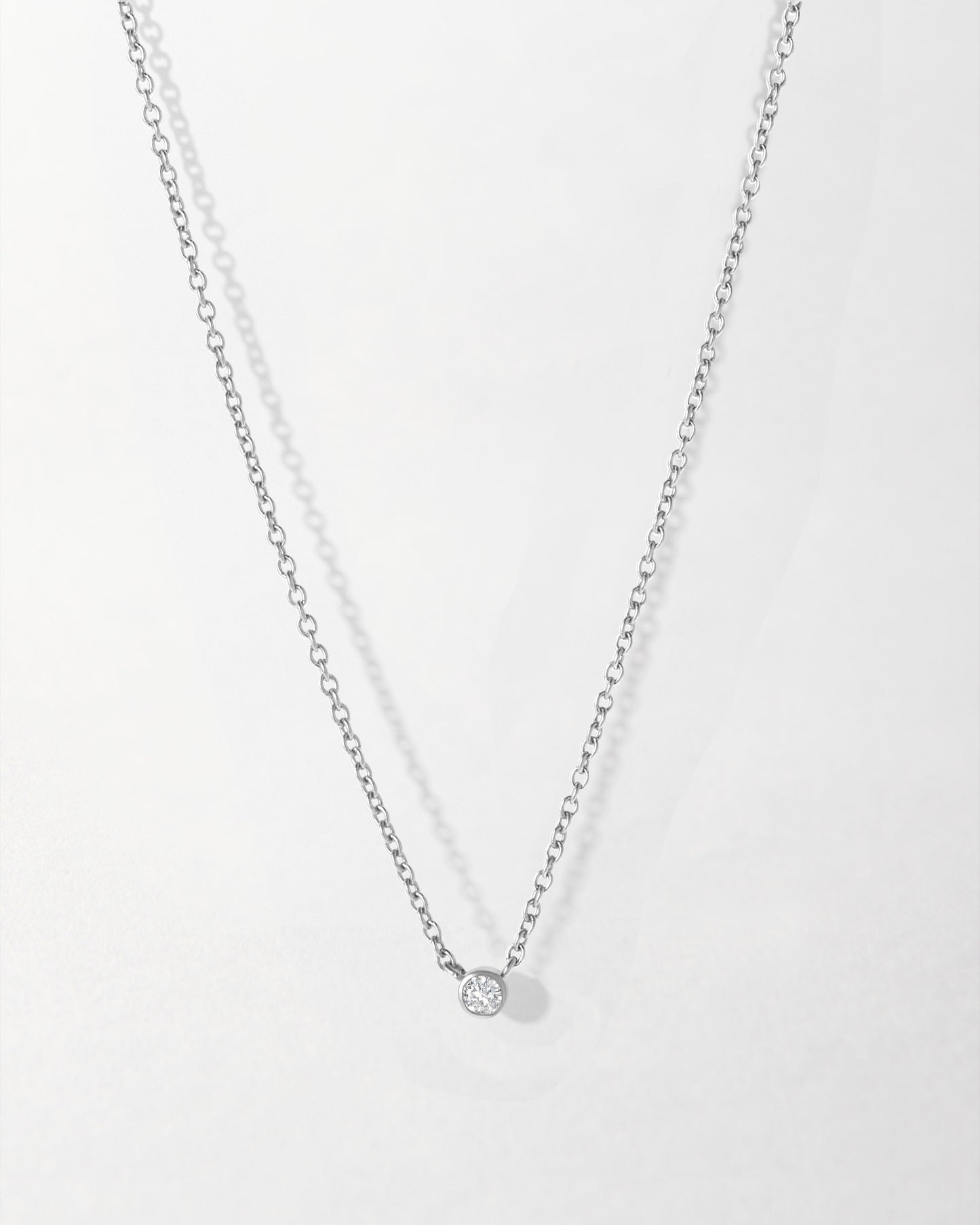 Dainty Solitaire Diamond Necklace - White Gold