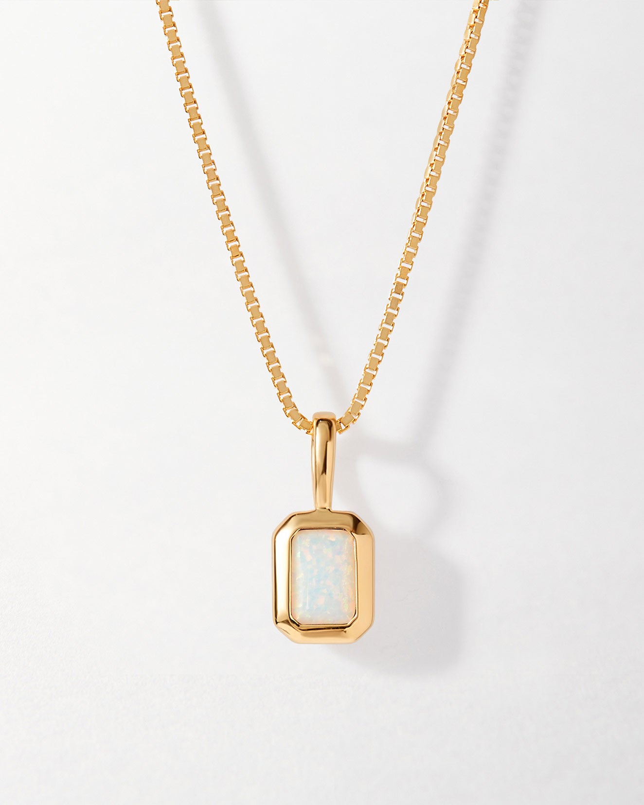 Deco Opal October Birthstone Necklace