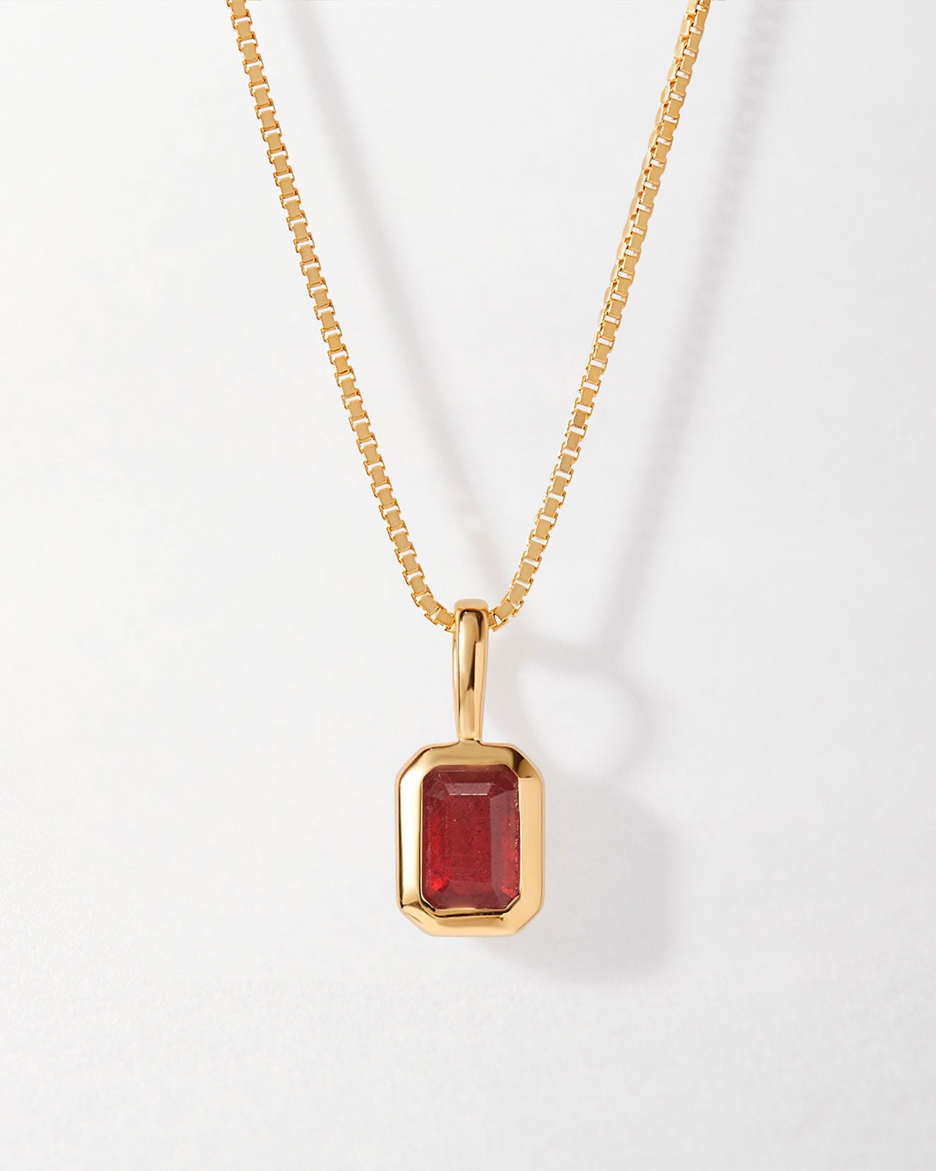 Deco Ruby July Birthstone Necklace 18k Gold Plated – EDGE of EMBER
