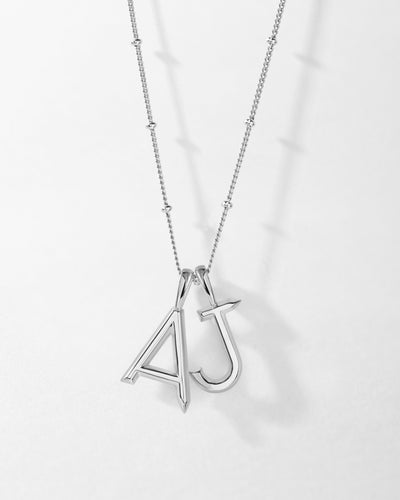 Double Initial Necklace - Silver