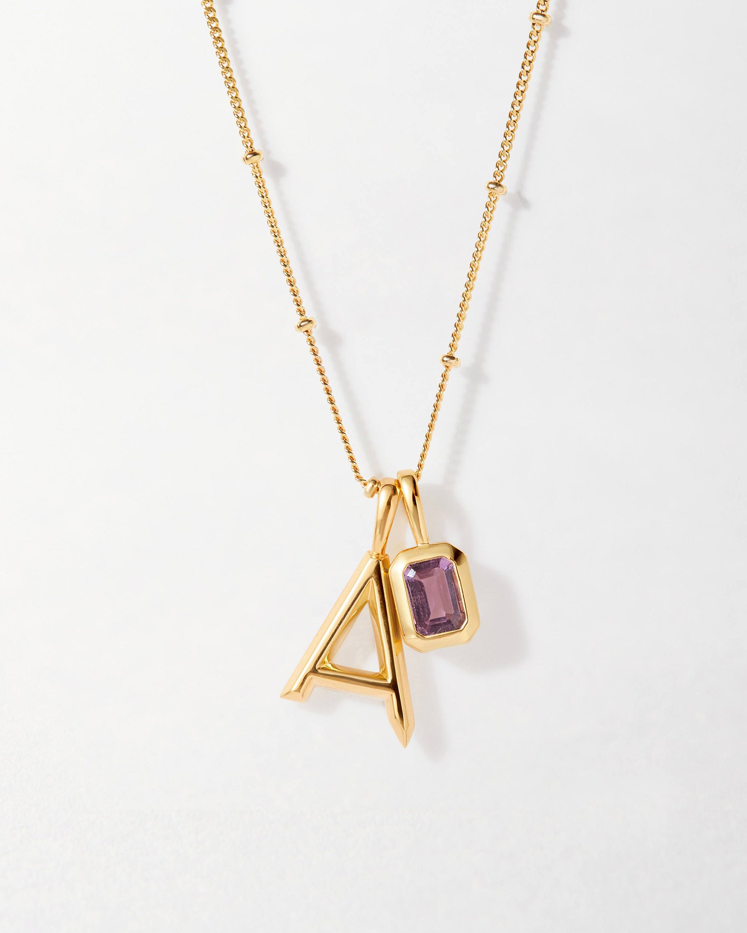 Initial Deco Birthstone Necklace – EDGE of EMBER