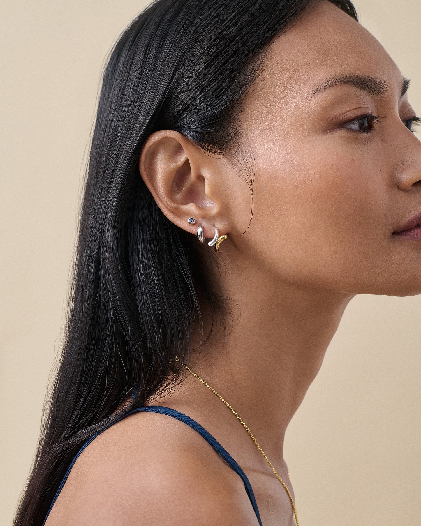 Ripple Mixed Metal Hoop Earrings