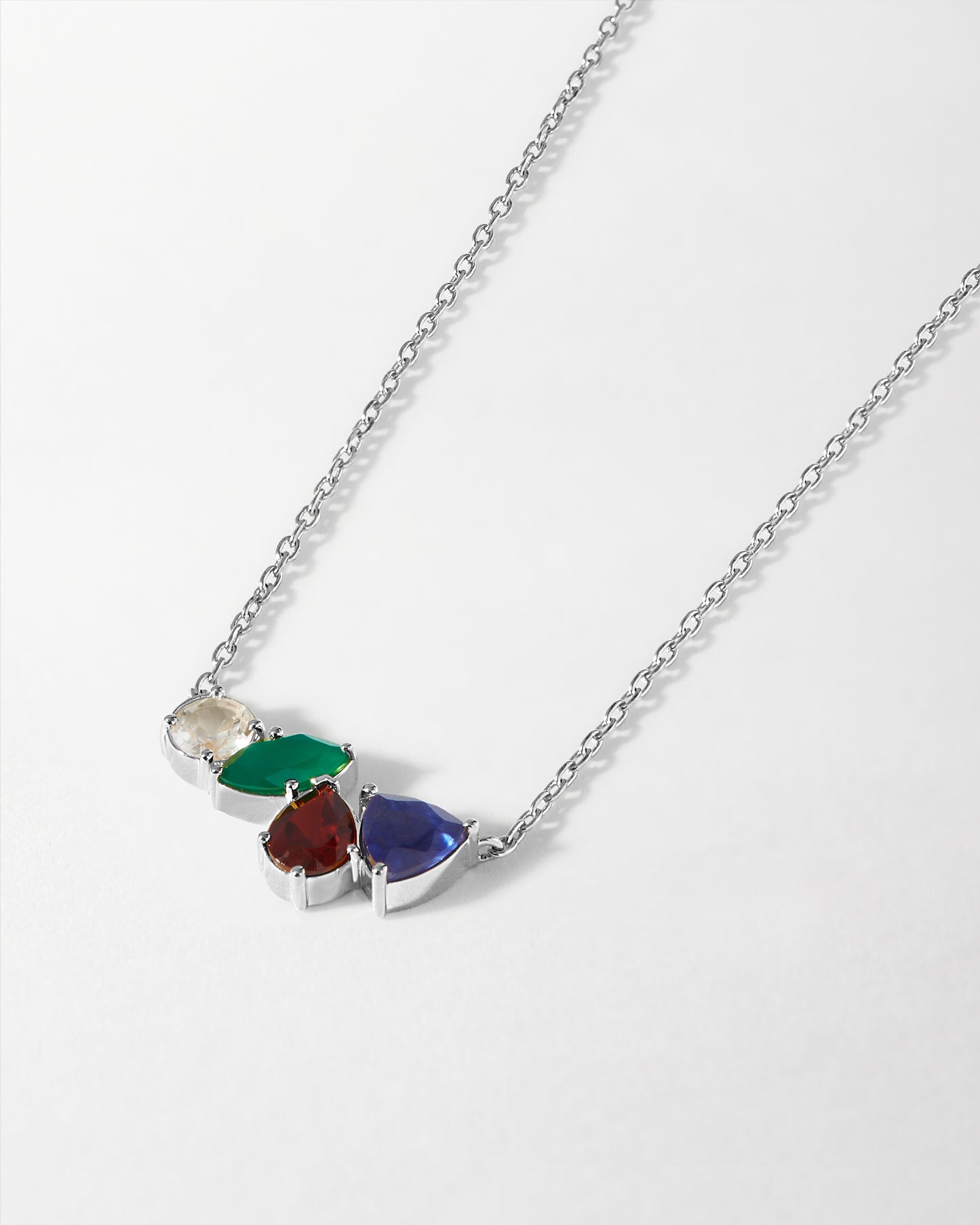 Quartet Customised Gemstone Necklace - Silver