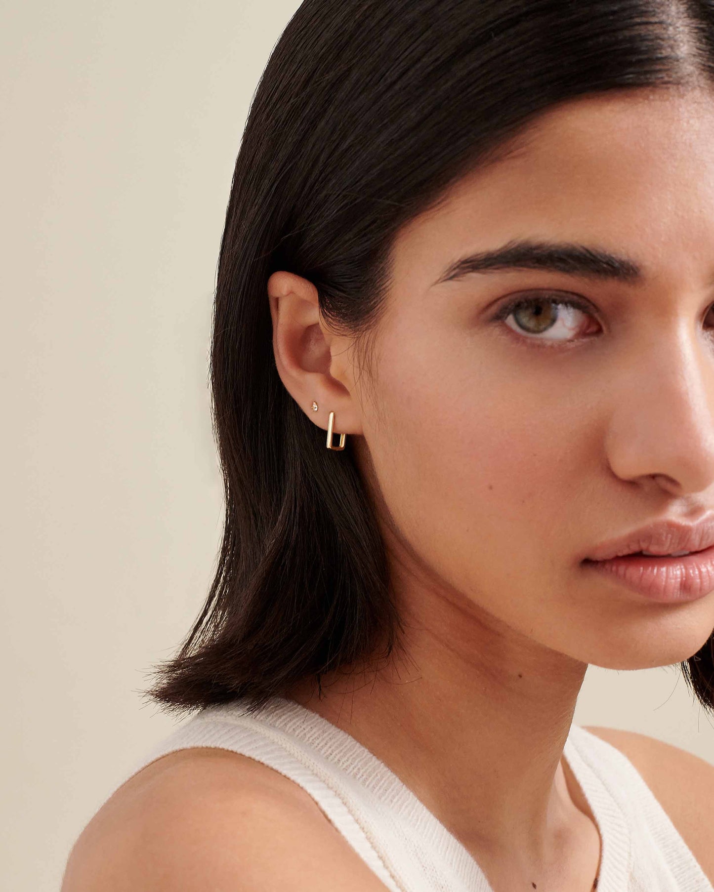 Angled Hoop Earrings - Yellow Gold