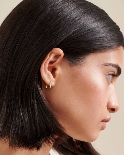 Angled Hoop Earrings - Yellow Gold