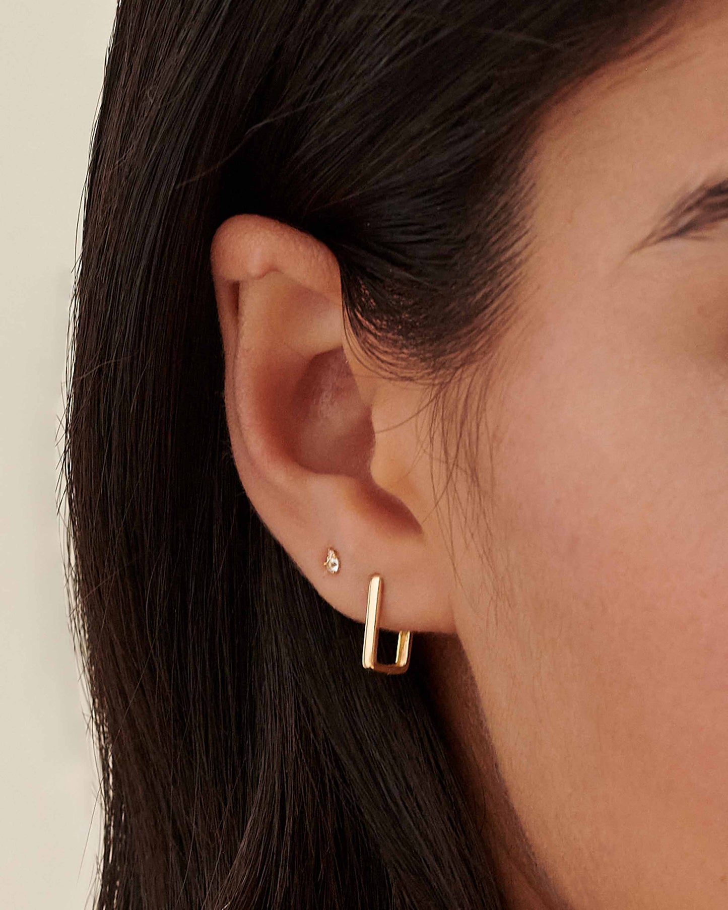 Angled Hoop Earrings - Yellow Gold