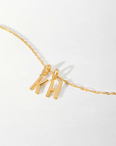 Double Initial Solid Gold Necklace