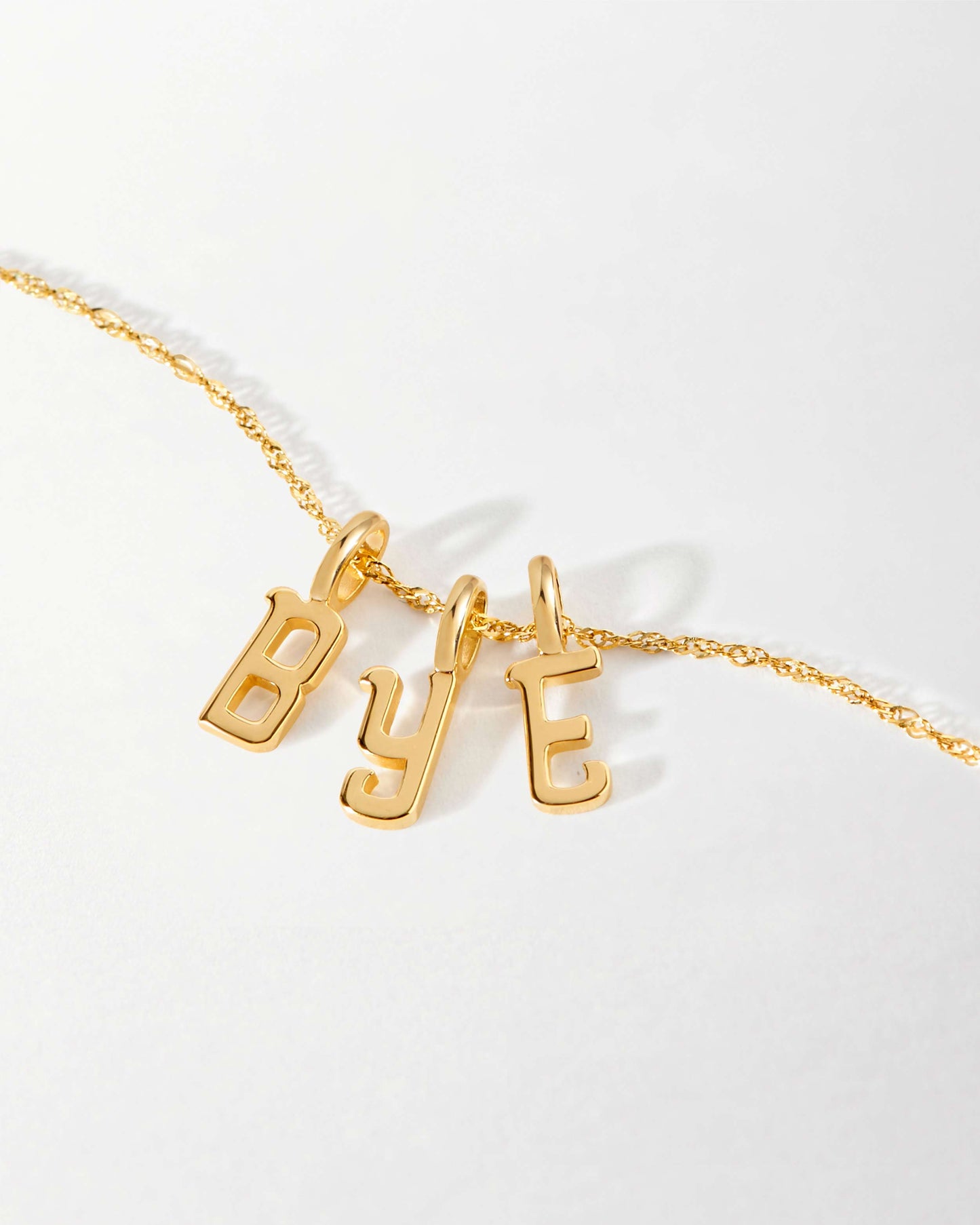 Triple Initial Solid Gold Necklace
