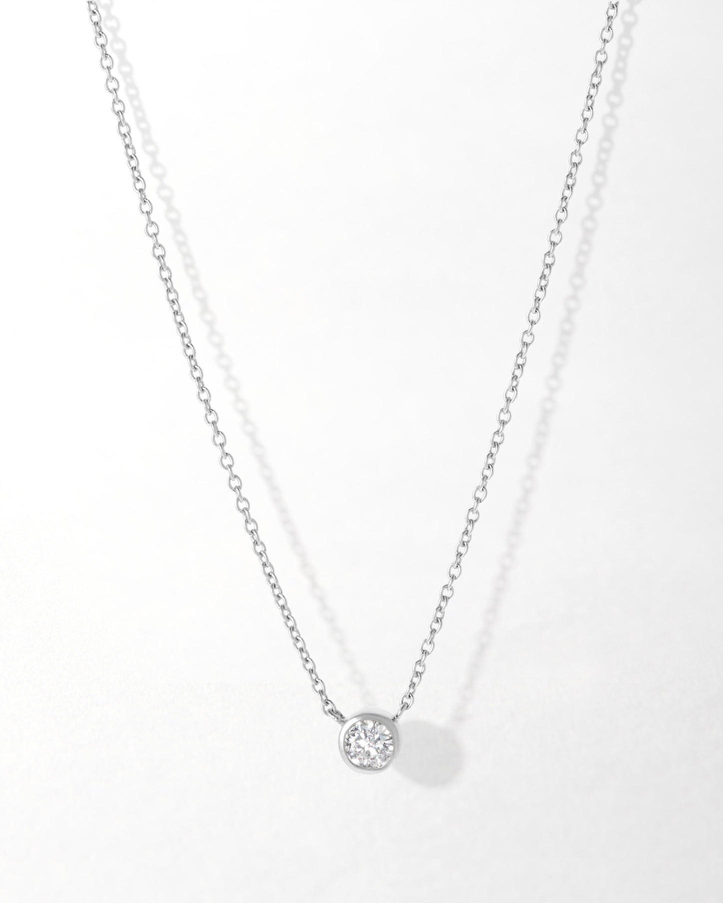 Solitaire Diamond Necklace - White Gold