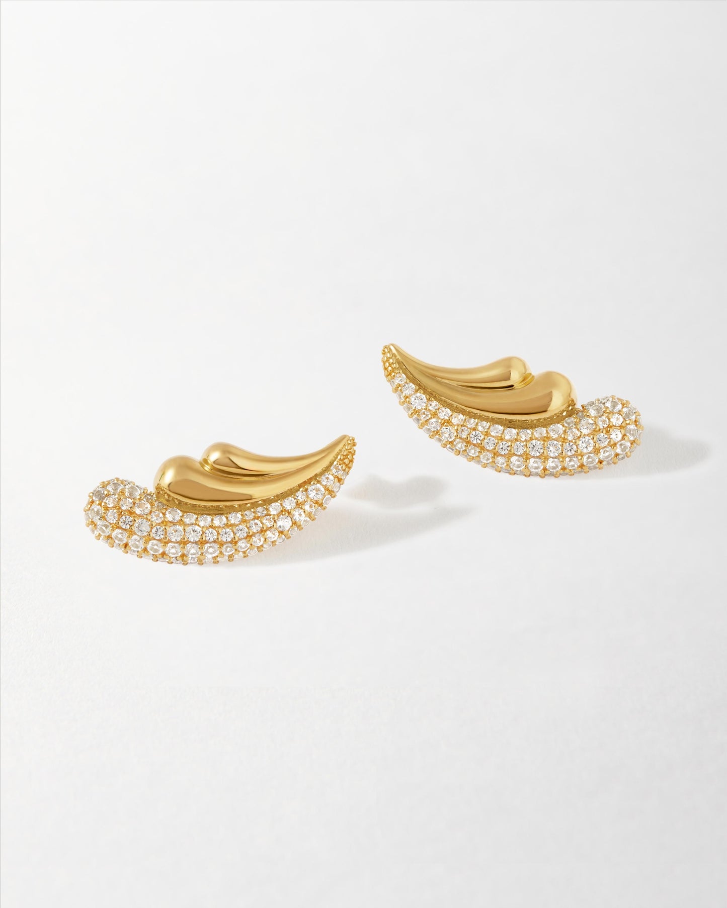 Wave Pave Statement Stud Earrings