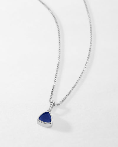 Blue Sapphire September Birthstone Necklace -Silver