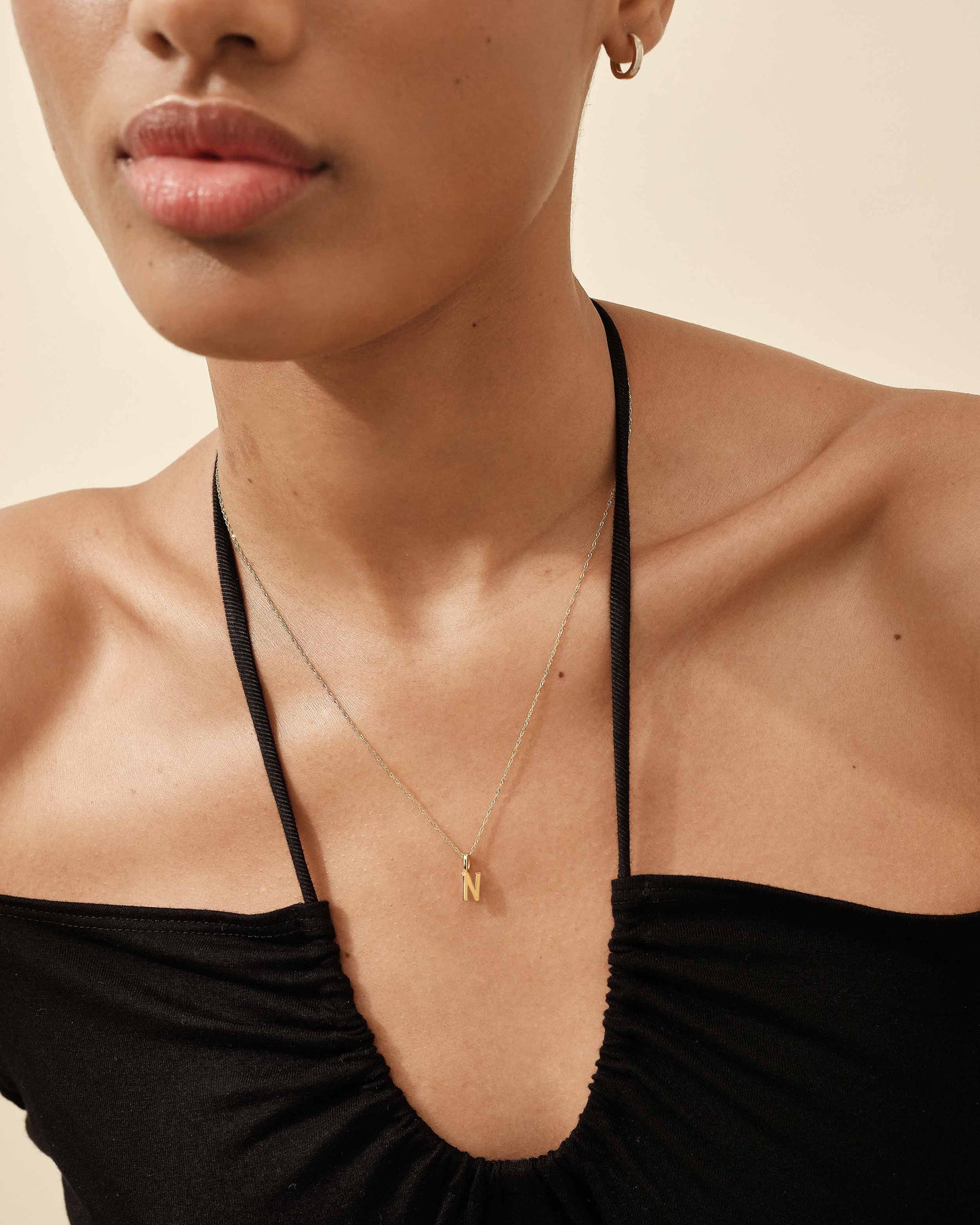 Triple Initial Solid Gold Necklace