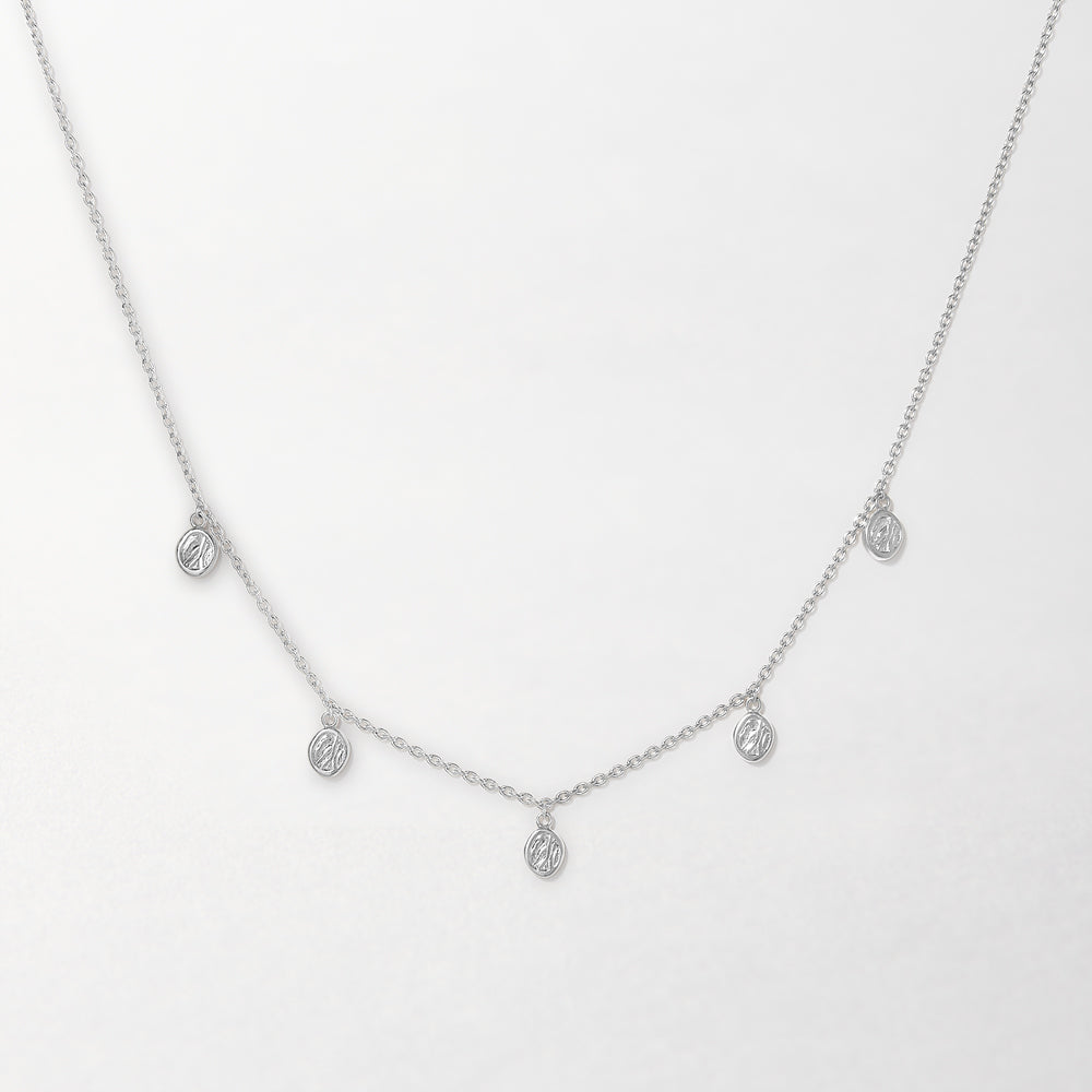 Victoria Coin Drop Choker Necklace - Silver