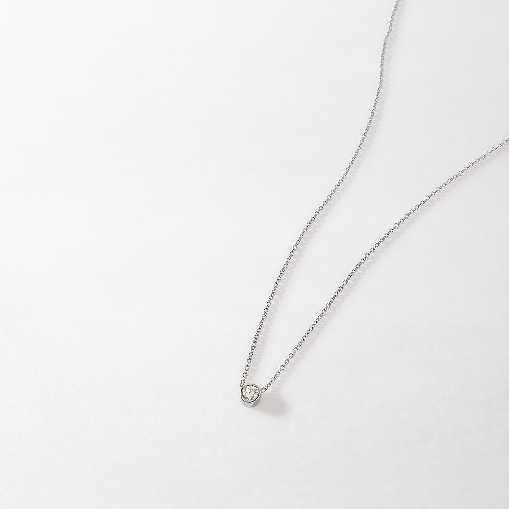 Solitaire Diamond Necklace - White Gold