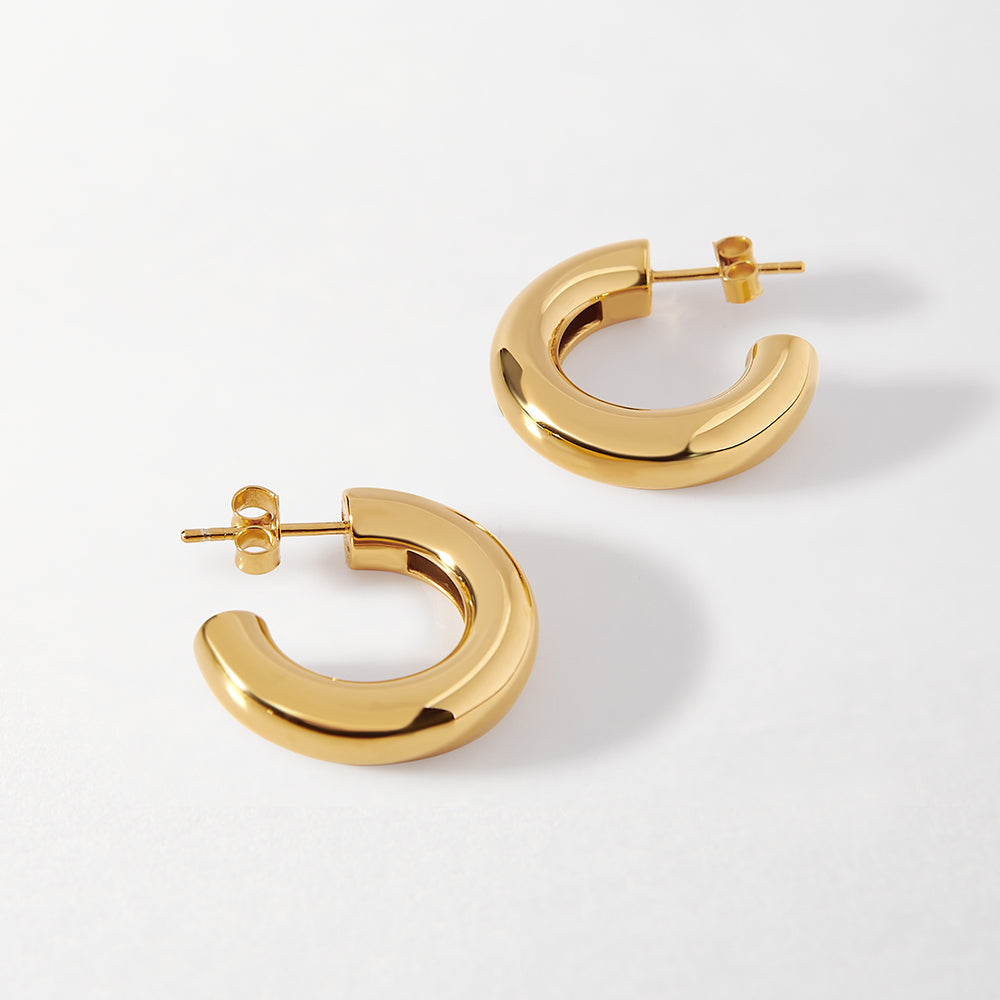 Chunky Hoop Earrings 18k Gold Plated – EDGE of EMBER