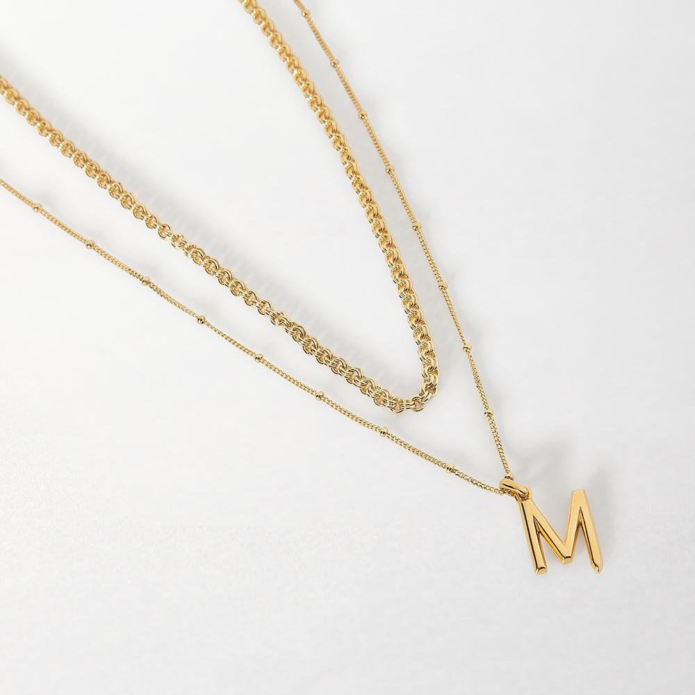 Personalised Initial & Birthstone Necklace Layering Set – EDGE of