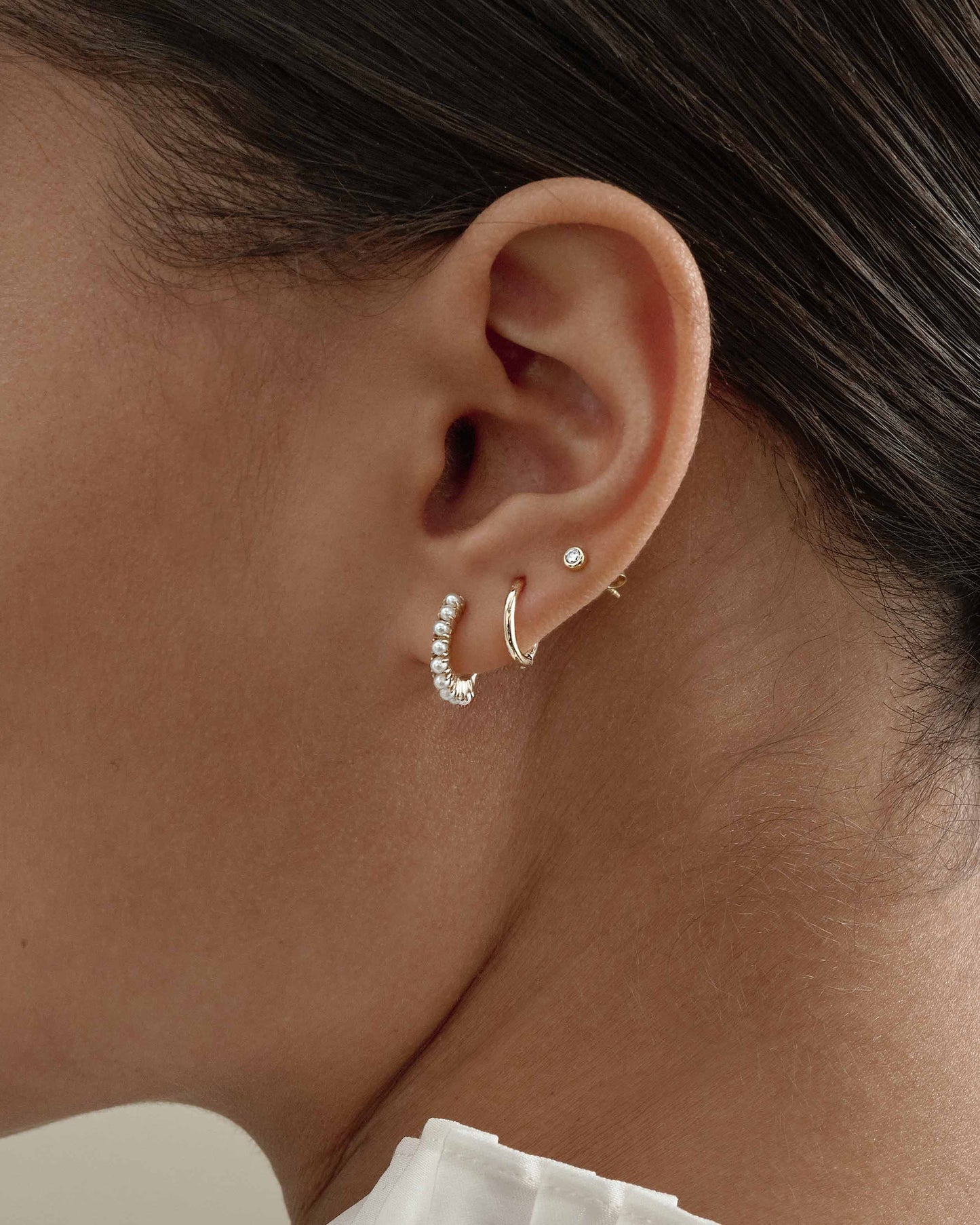 Ivory Pearl Diamond Earrings Set