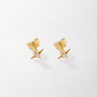 North Star Diamond Earrings - Yellow Gold