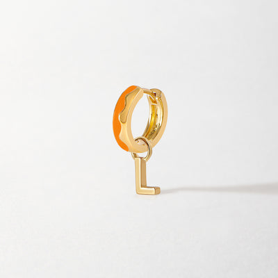 Initial Wave Earrings - Orange