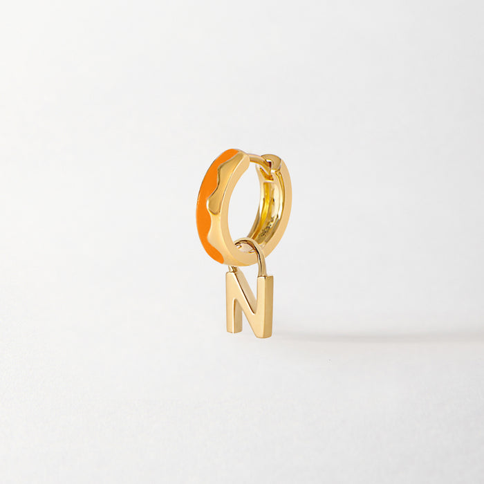 Initial Wave Earrings - Orange