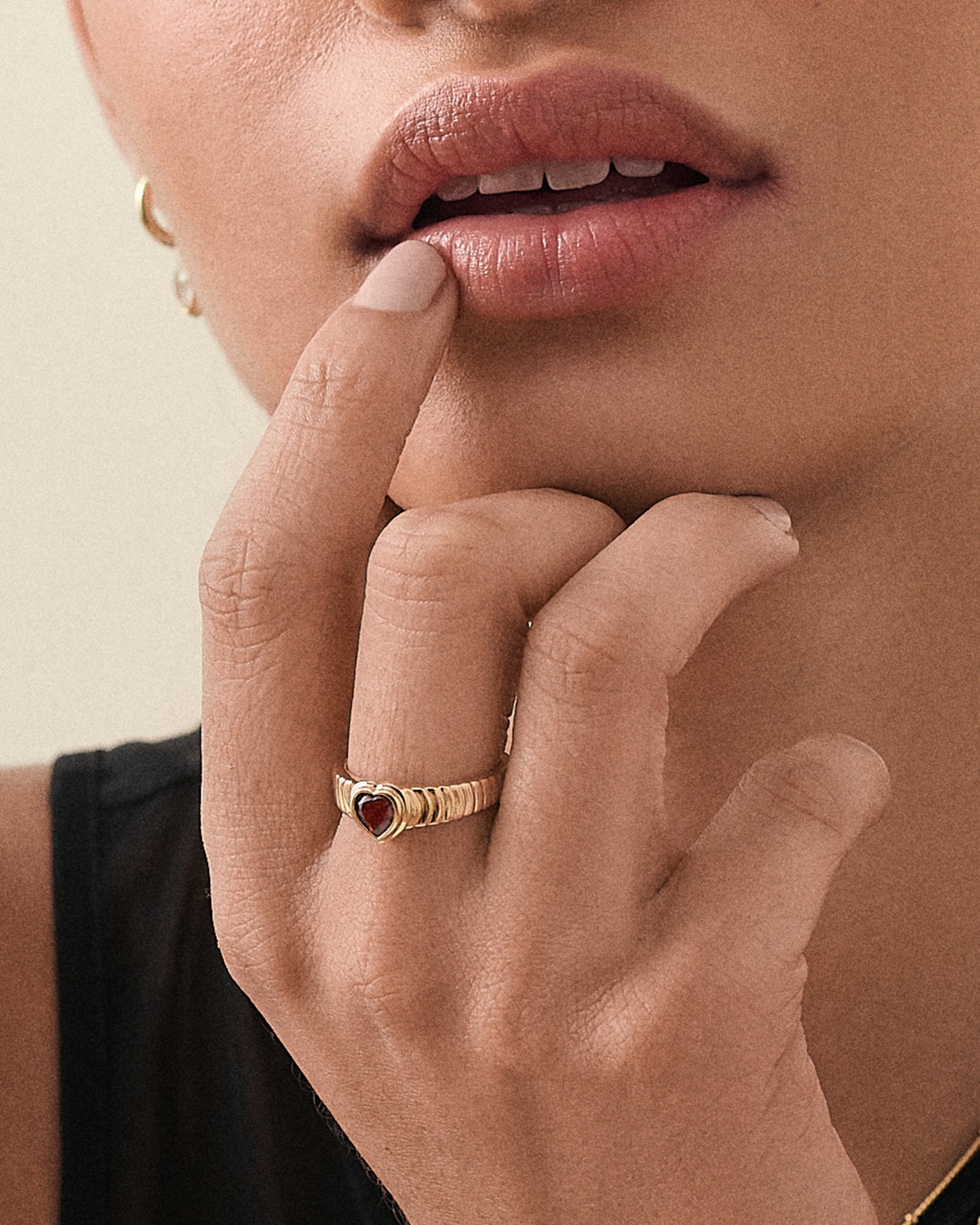 Heart Red Garnet Ring