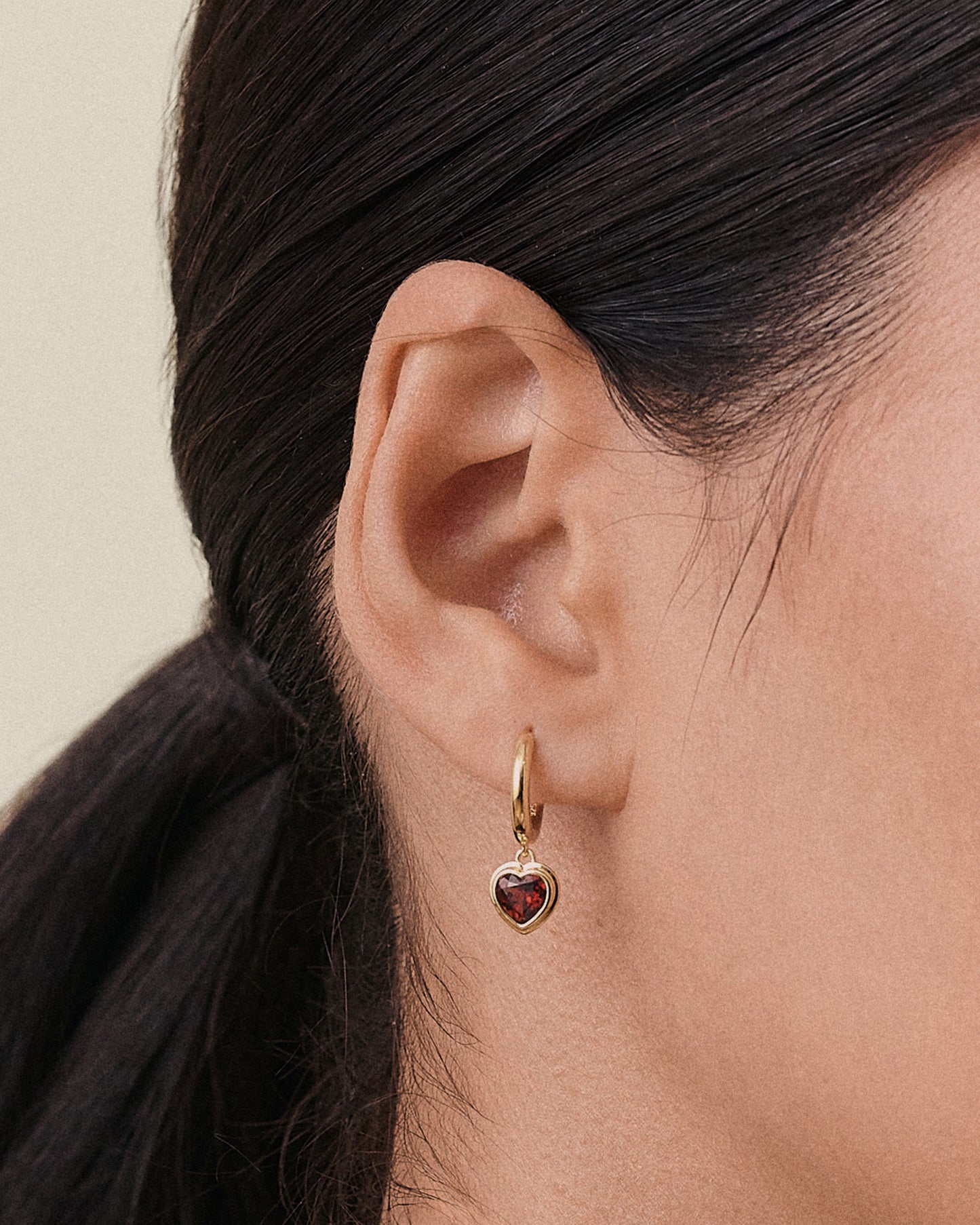 Heart Red Garnet Earrings 18k Gold Plated – EDGE of EMBER