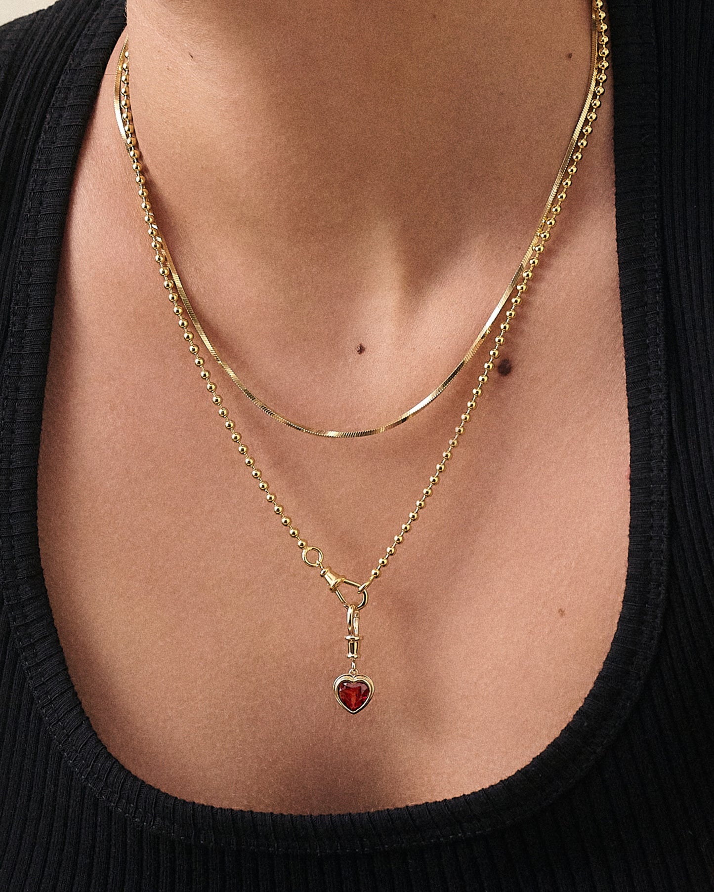 Heart Red Garnet Necklace