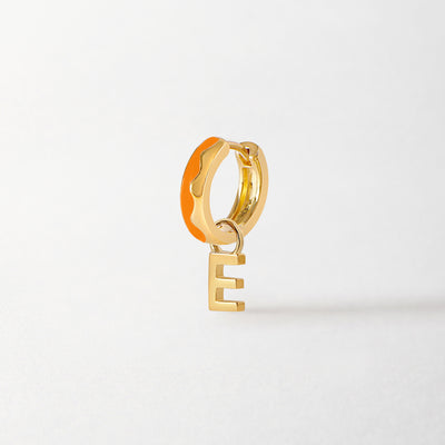 Initial Wave Earrings - Orange