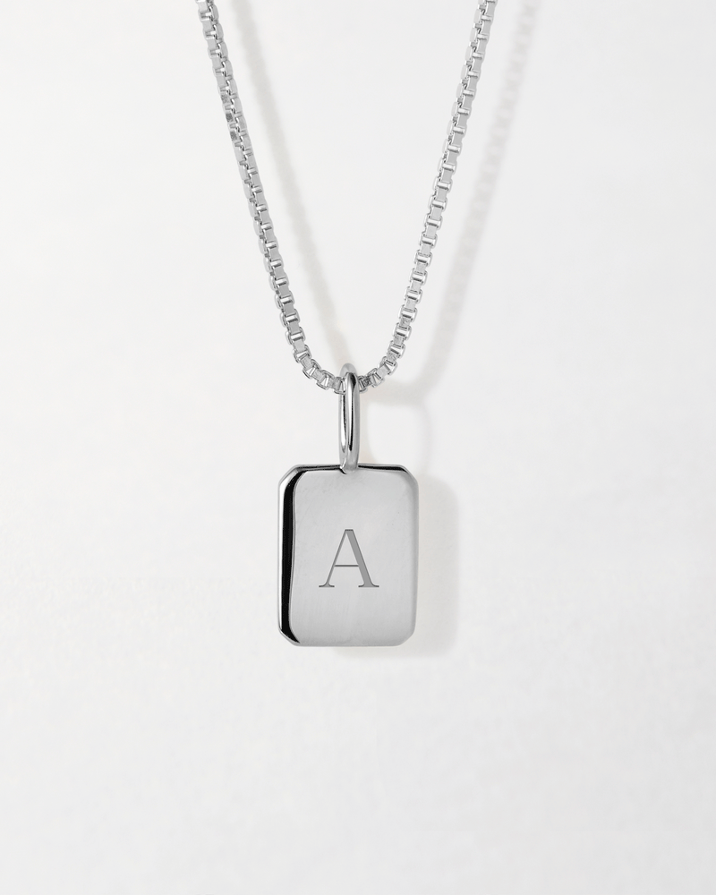 Initial Tag Necklace Recycled Sterling Silver – EDGE of EMBER
