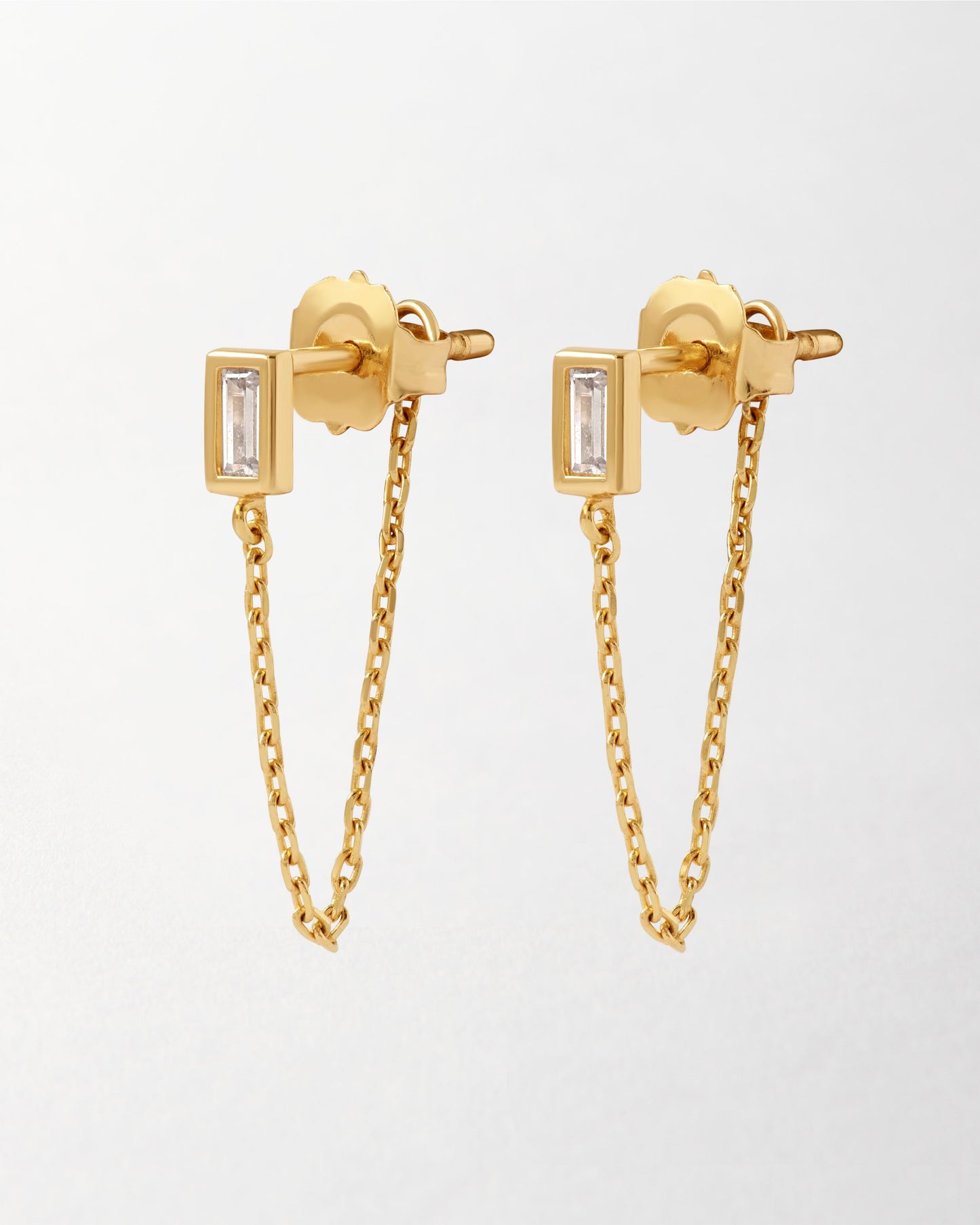 Baguette Diamond Chain Earrings