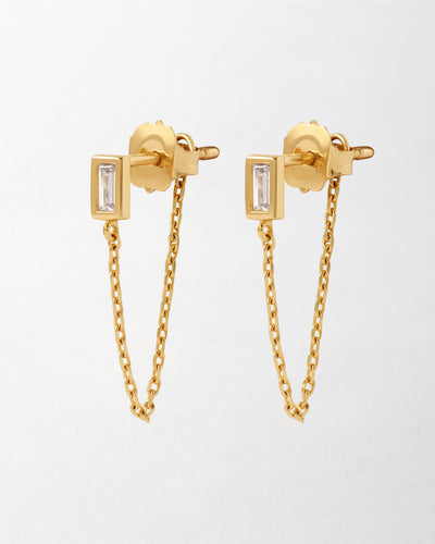 Baguette Diamond Chain Earrings