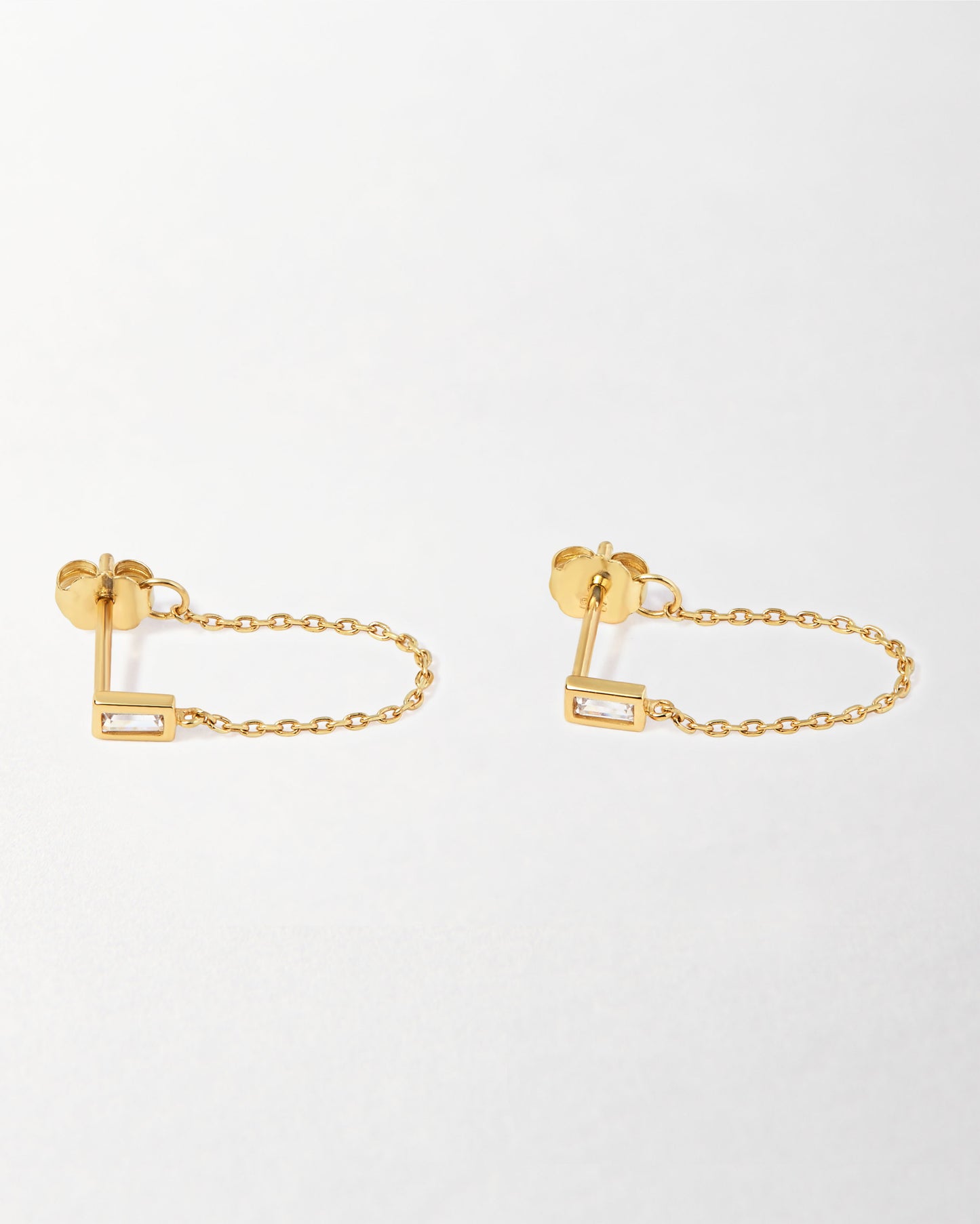 Baguette Diamond Chain Earrings