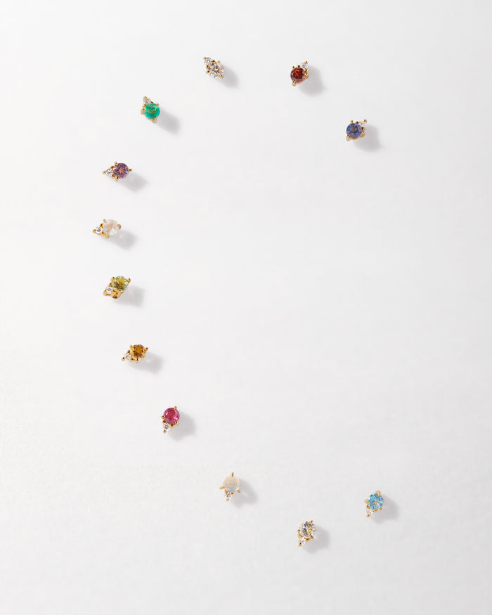 Garnet Diamond Stud Earrings