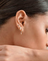 Bolt Drop Diamond Huggie Earrings