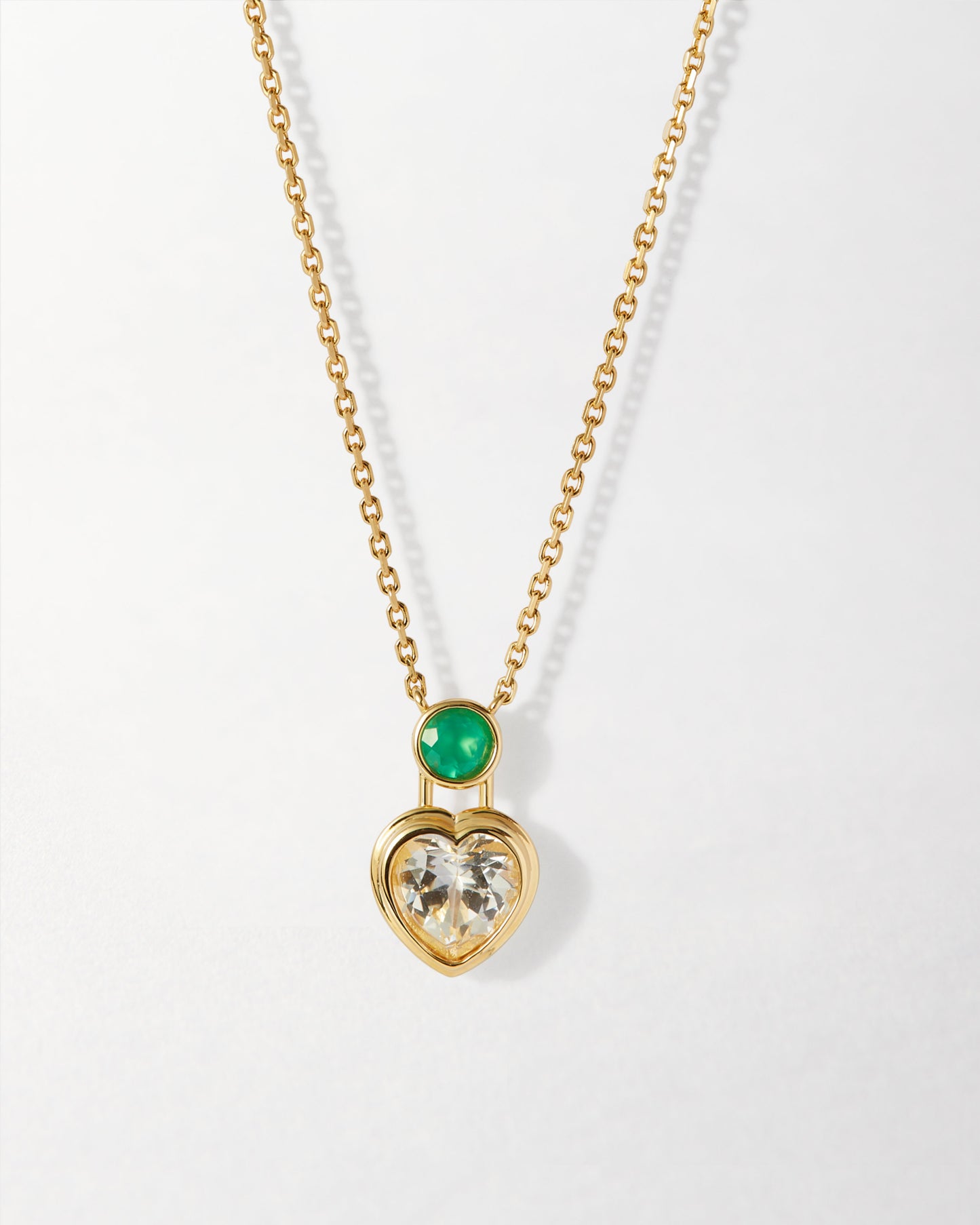 Bonded Heart Green & White Necklace