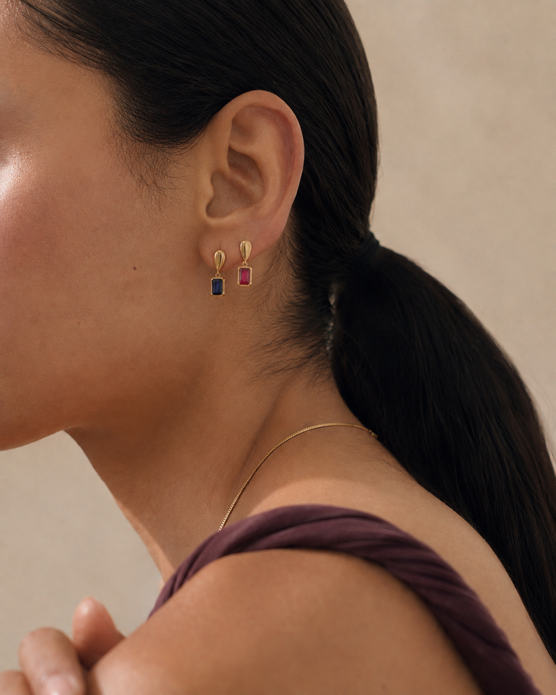 Pebble Birthstone Drop Earrings