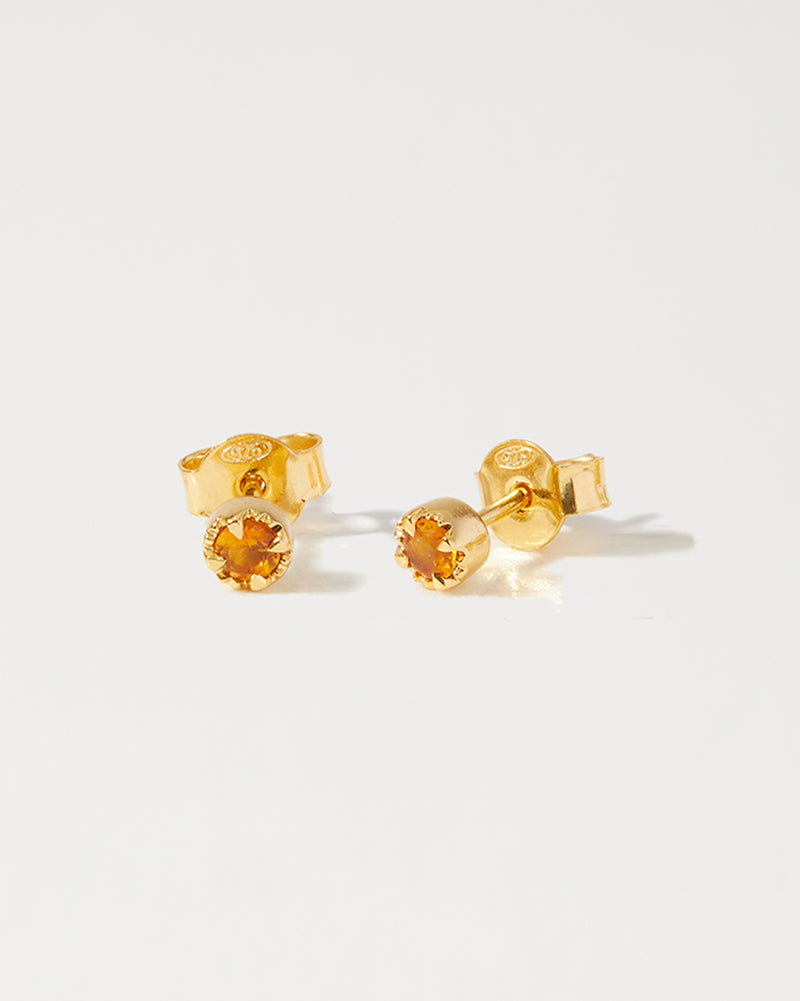 Citrine November Birthstone Studs 18k Gold Plated Earrings