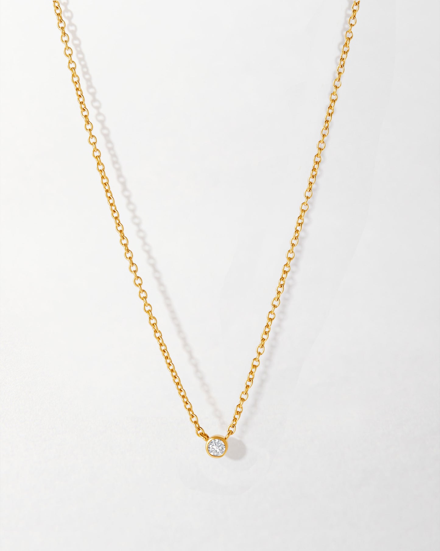 Dainty Solitaire Diamond Necklace - Yellow Gold
