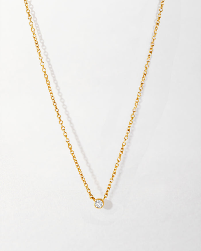Dainty Solitaire Diamond Necklace - Yellow Gold