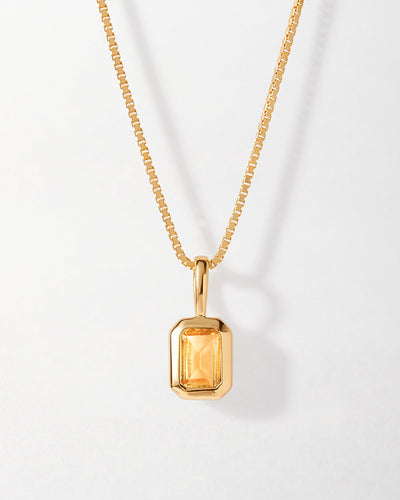 Deco Citrine November Birthstone Necklace