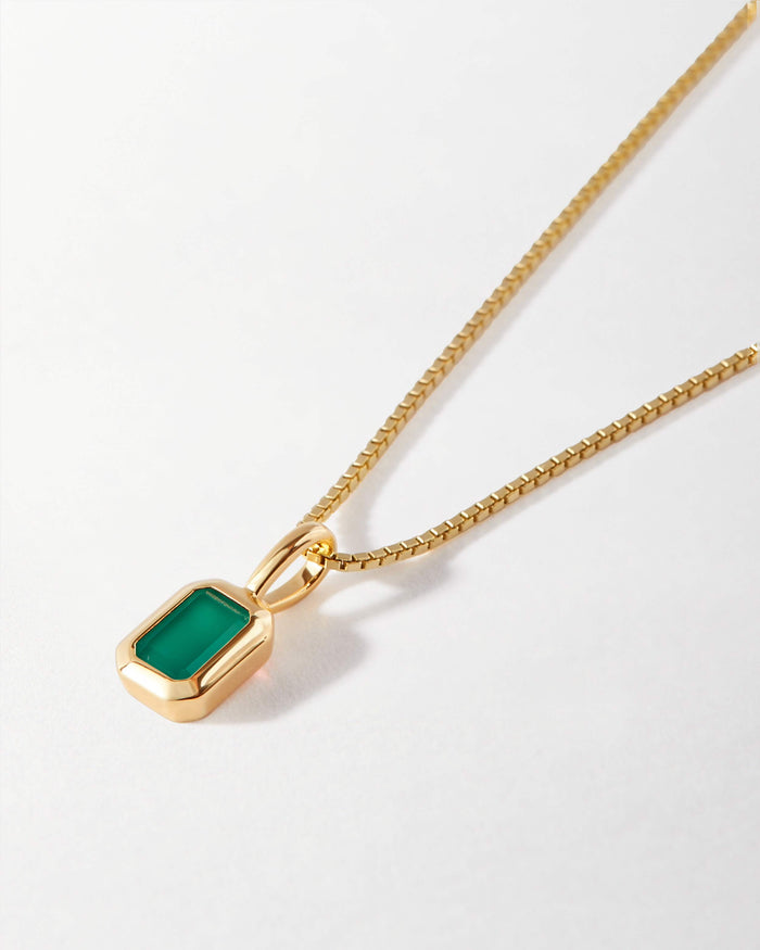 Deco Green Onyx May Birthstone Necklace