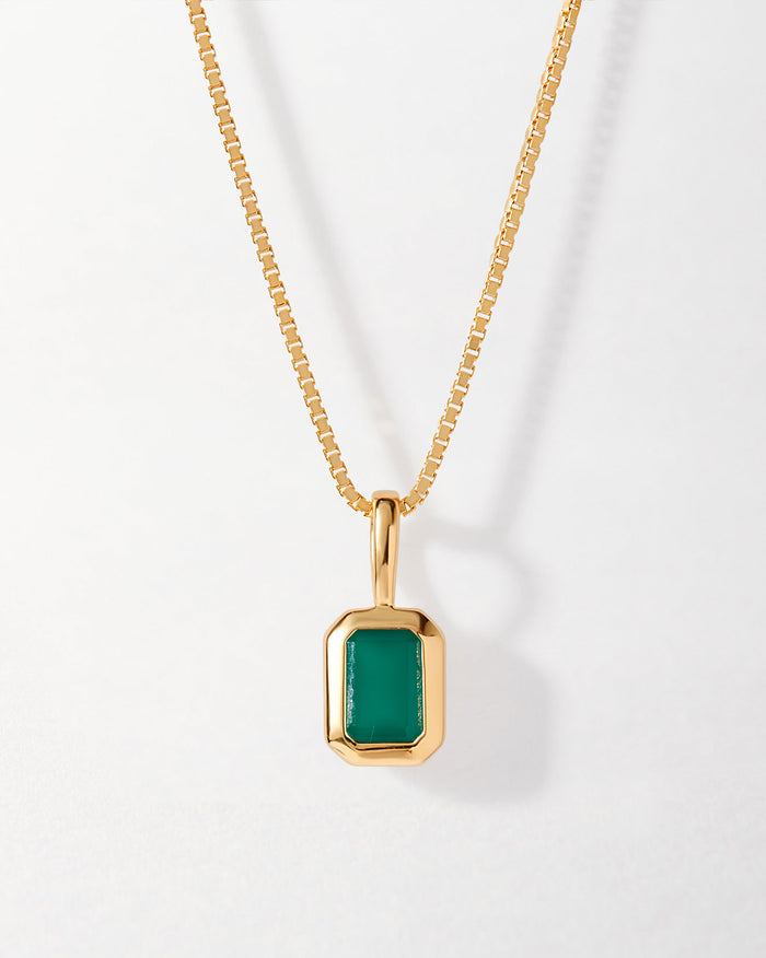 Deco Green Onyx May Birthstone Necklace