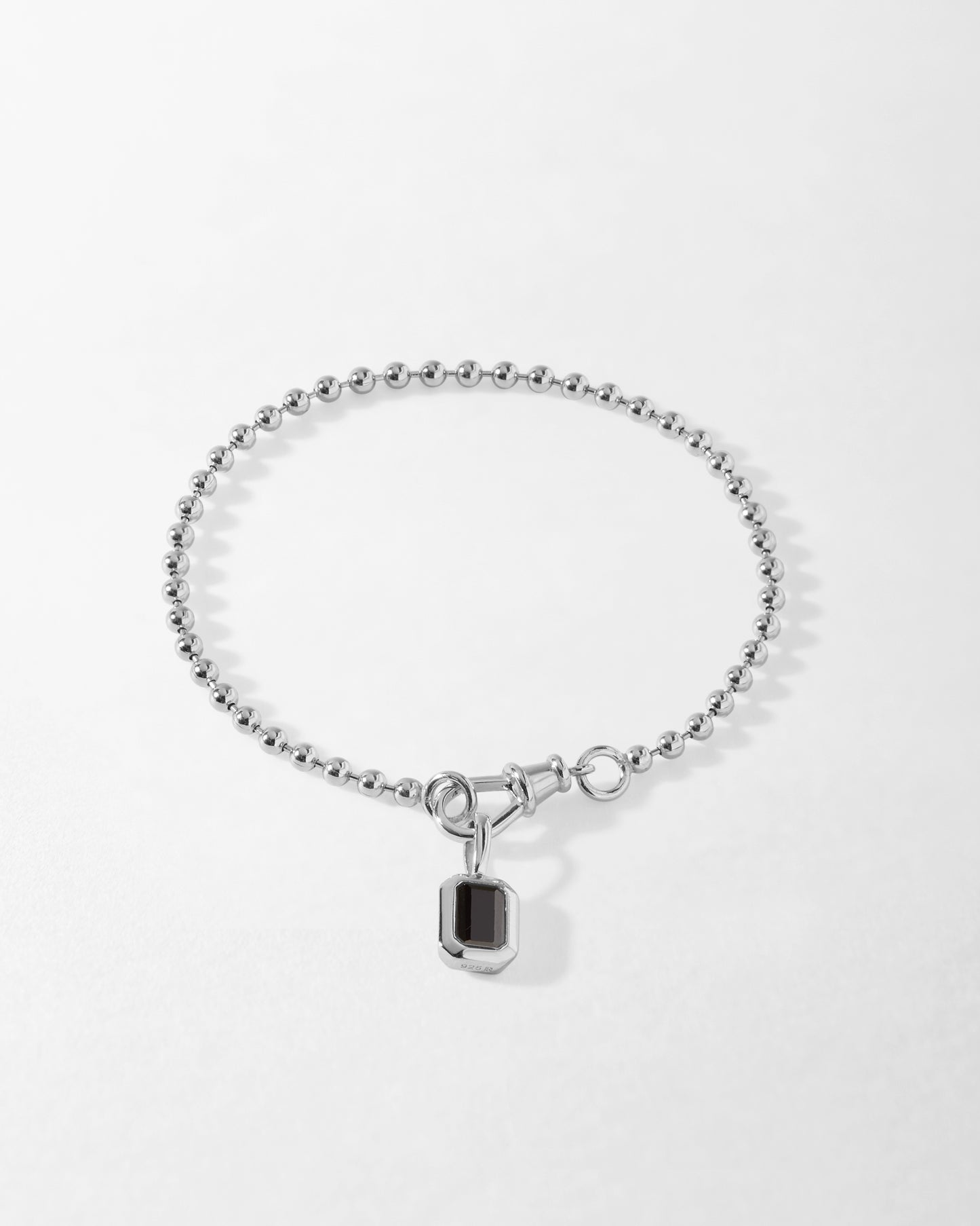 Deco Black Spinel Globe Bracelet - Silver
