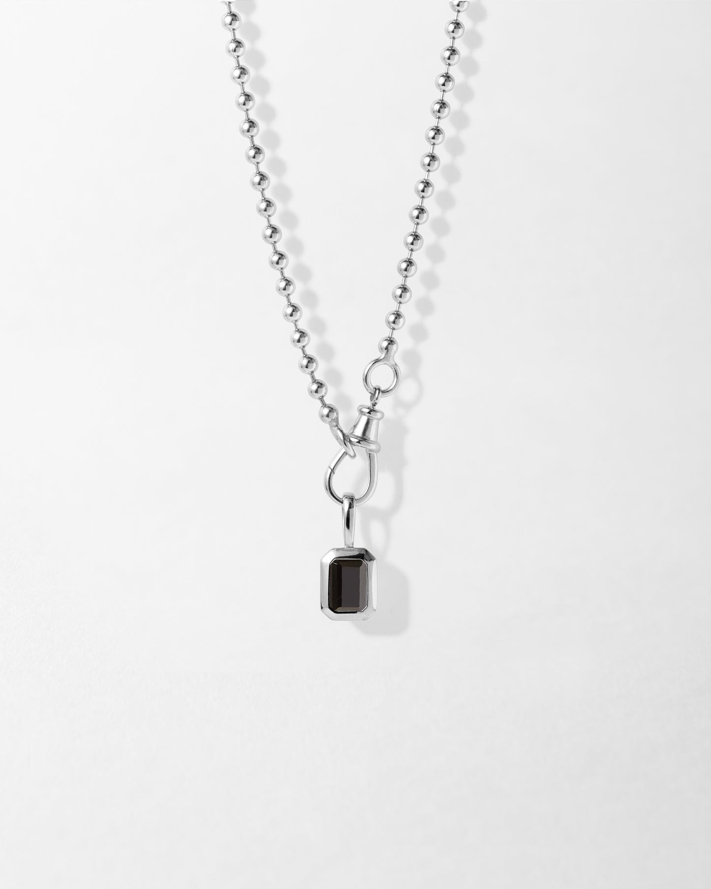 Deco Black Spinel Globe Necklace - Silver