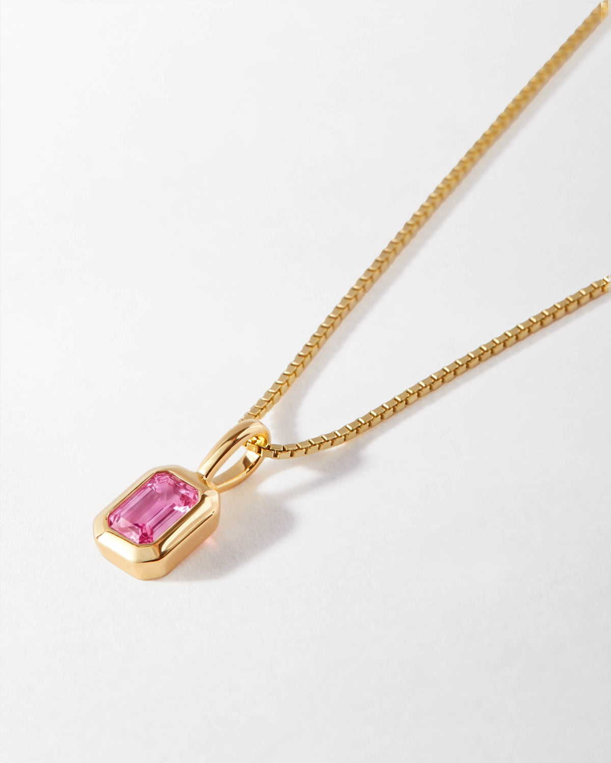Deco Pink Sapphire Gemstone Necklace