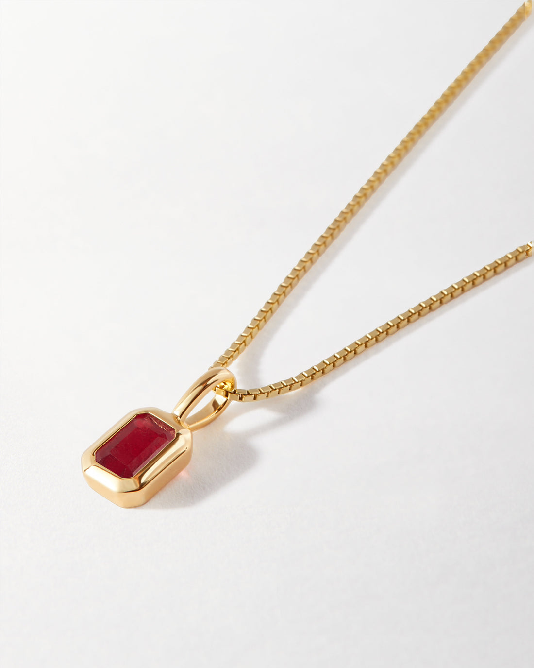 Deco Ruby July Birthstone Necklace 18k Gold Plated EDGE Of EMBER Deco ruby july birthstone necklace 18k gold plated edge of ember