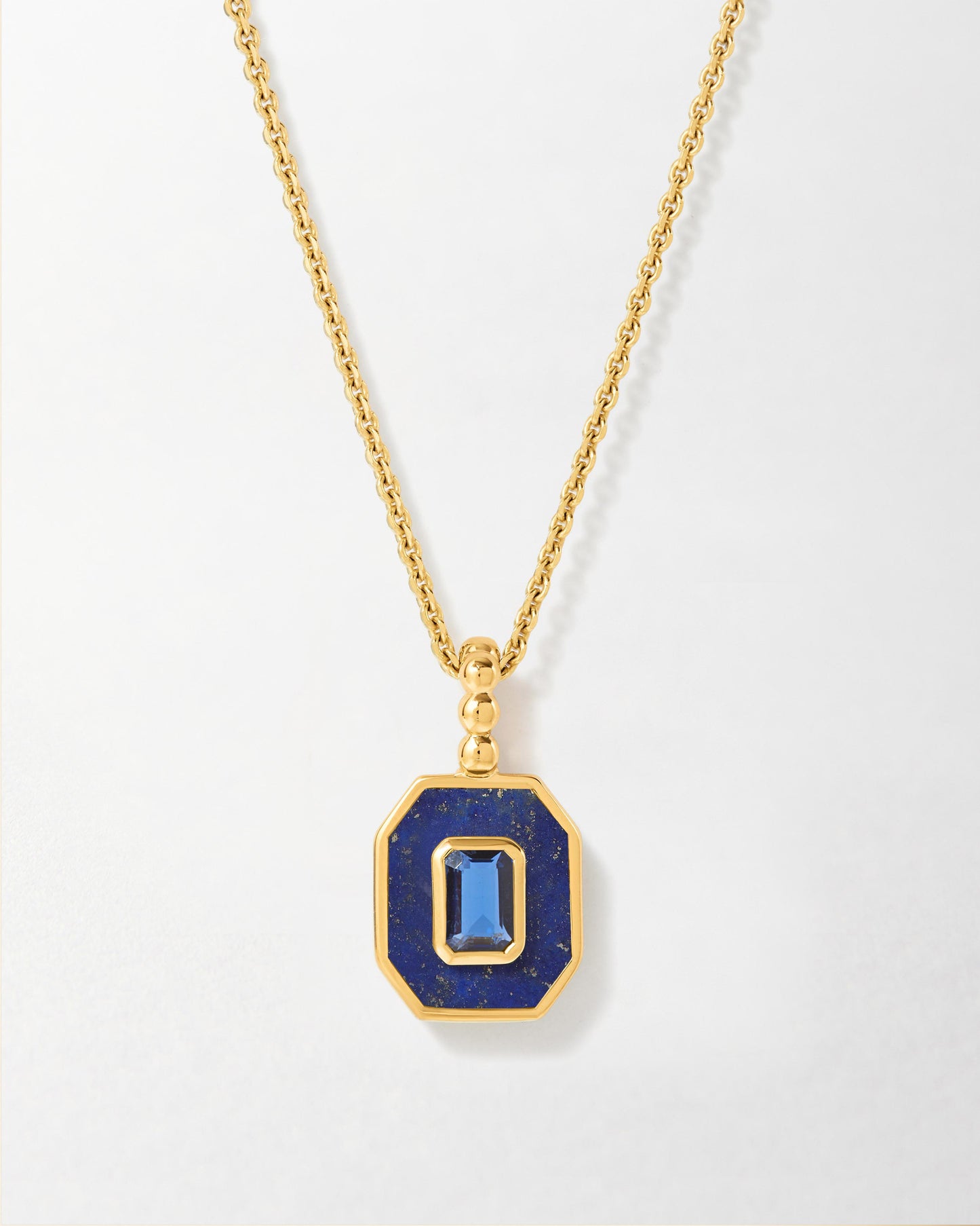 Deco Lapis and Blue Sapphire Necklace