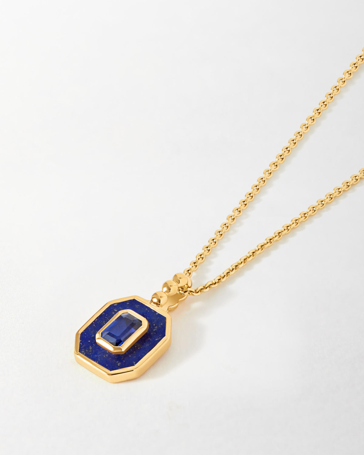 Deco Lapis and Blue Sapphire Necklace