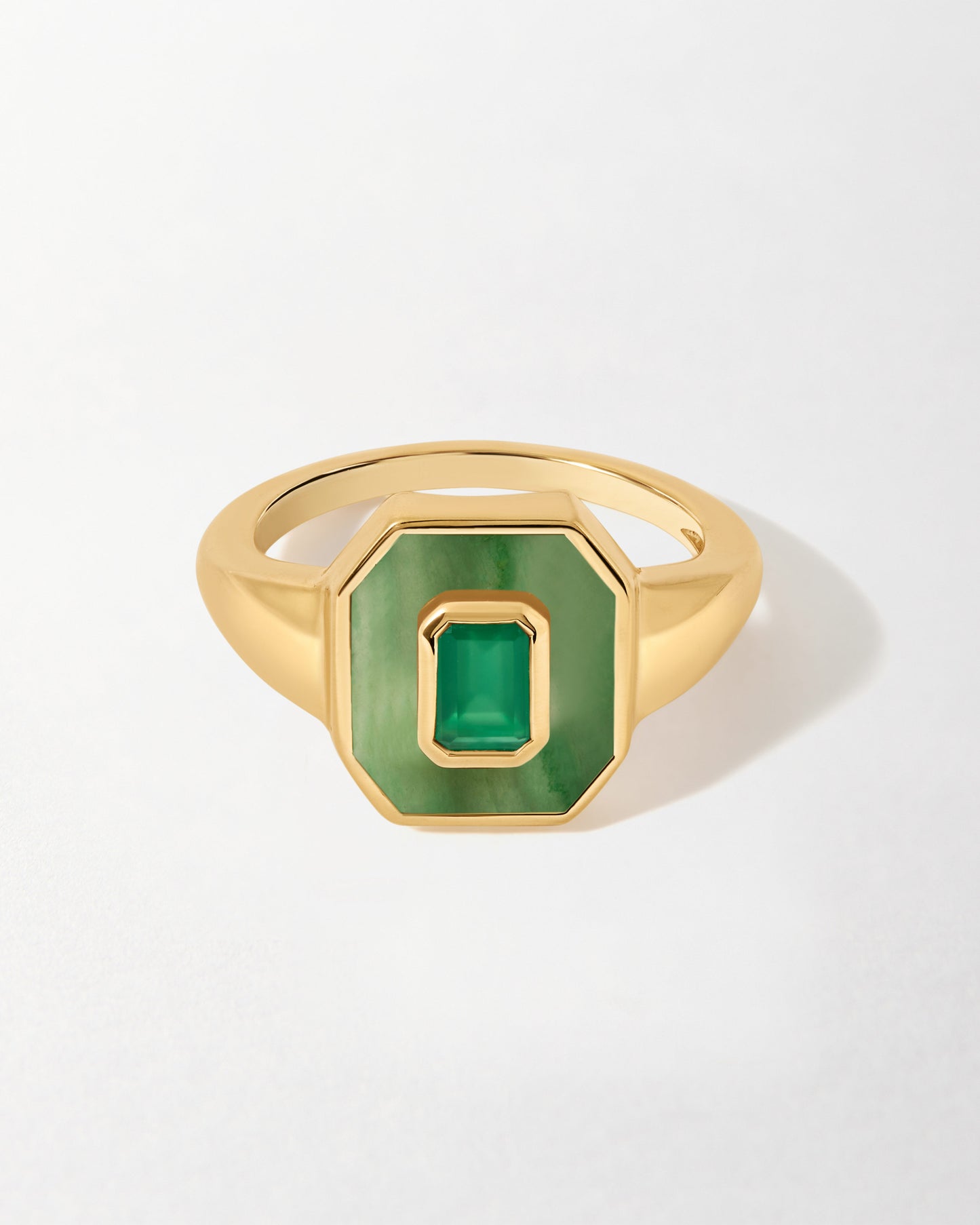 Deco Aventurine and Green Onyx Ring